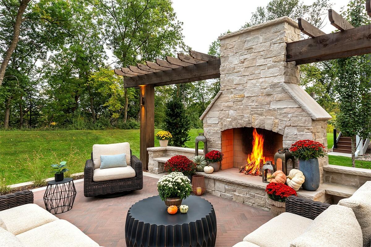 Backyard Fireplace and Swim Spa Design in Chanhassen, MN | Southview Design