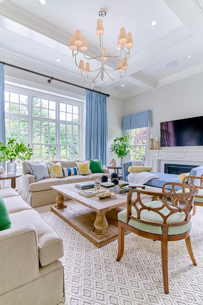 Beautiful White and Pale Blue Living Rooms Create Serenity