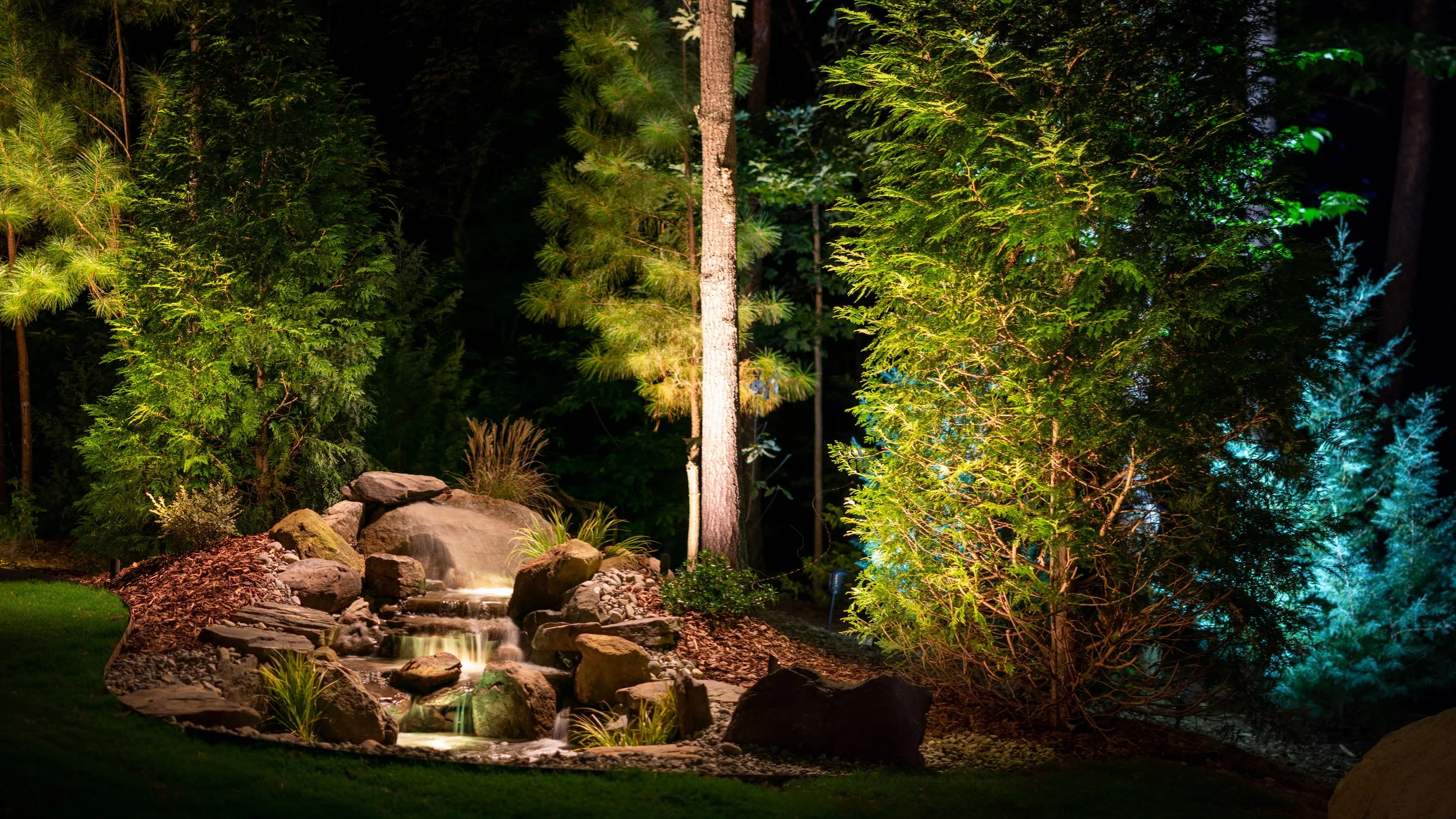 Custom Landscape Lighting - Water Feature Lighting — Limelight Outdoor Lighting