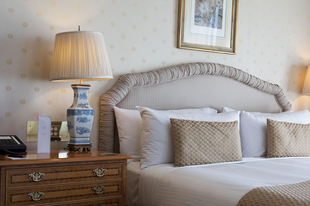 furniture, room, pillow, lamp, bedroom, hotel, suite, bed, bedside table, pillow, pillow, bedroom, bedroom, hotel, bedside table, bedside table, bedside table, bedside table, bedside table