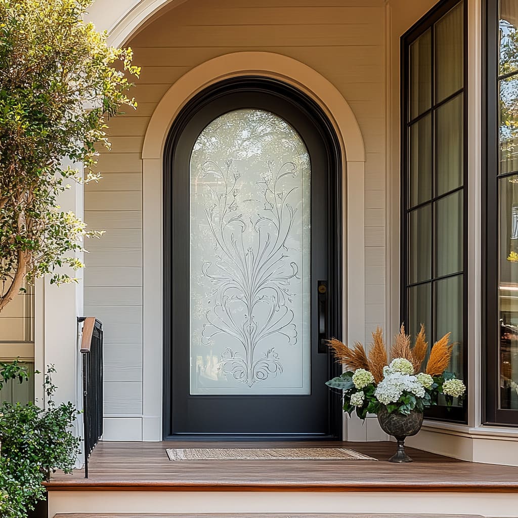 Glass Front Door Designs with Beautiful Modern Floral Motifs