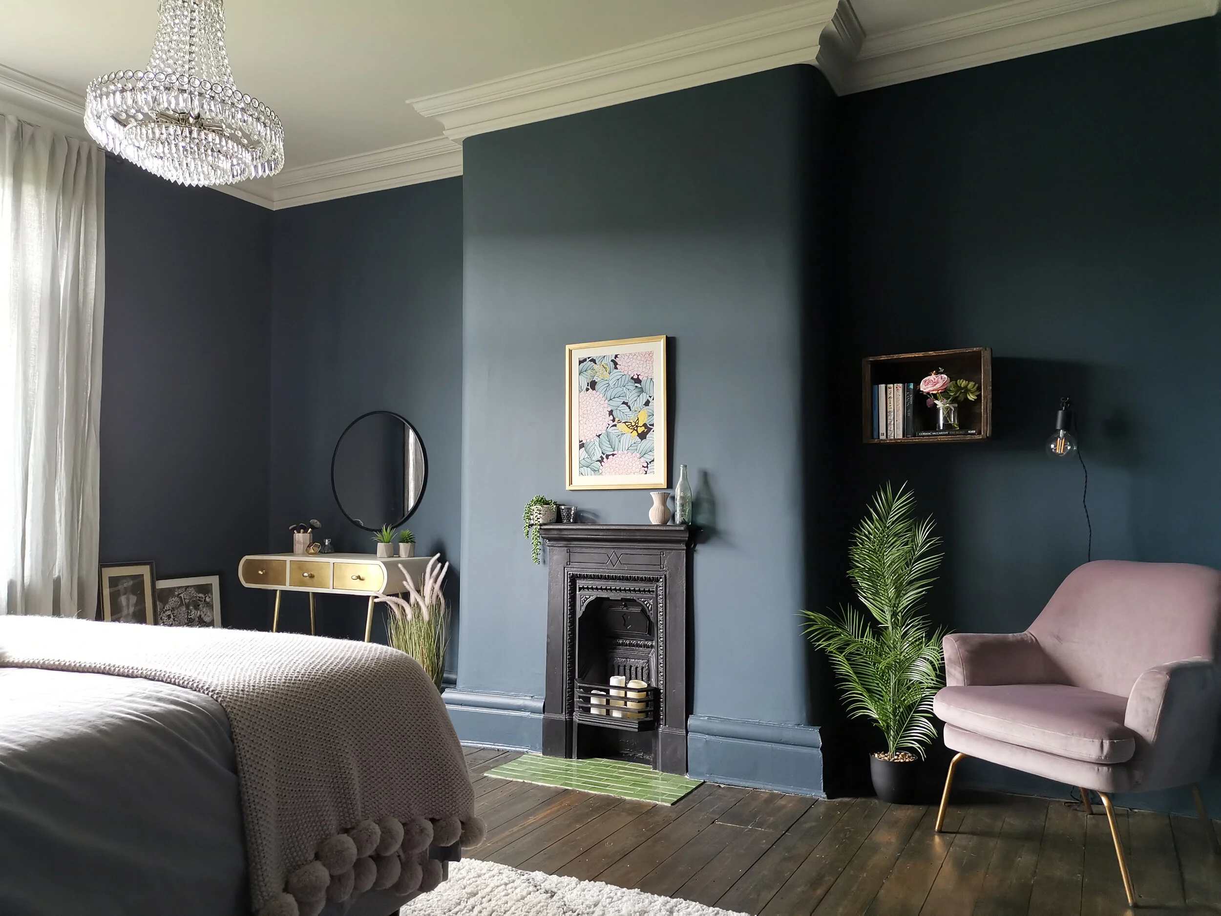 How I Designed a Restful Blue, Grey and Pink Bedroom