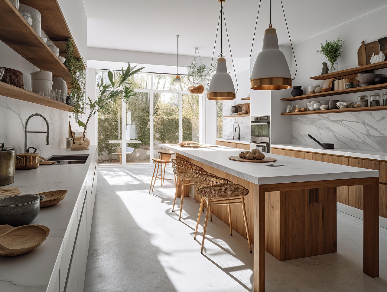 kitchen, interior, table, room, home, design, furniture, dining, house, chairs, floor, dining room, luxury, apartment, architecture, wood, window, living, decor, style, light, hotel, indoor