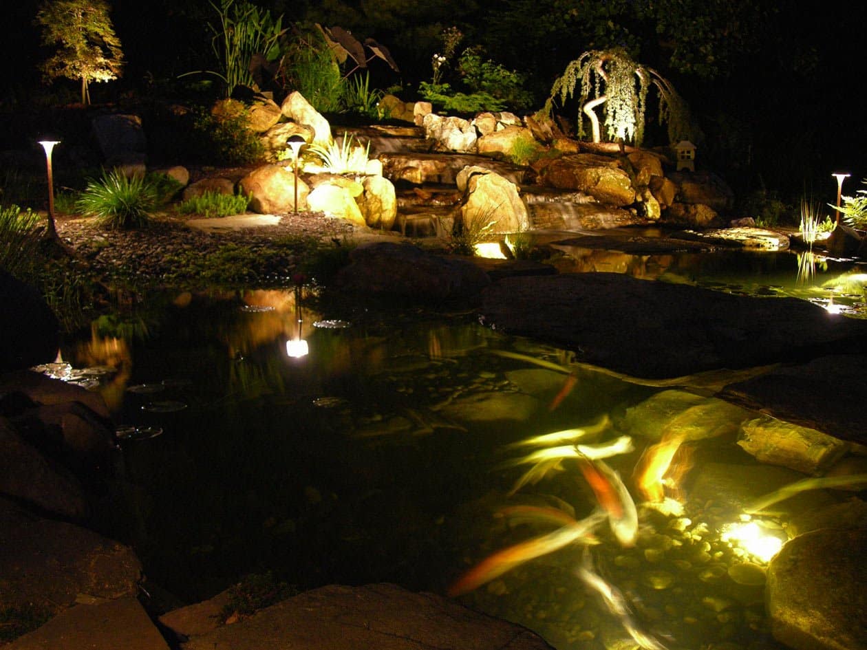 Lighting enhances water features | Kansas City Pond Blog