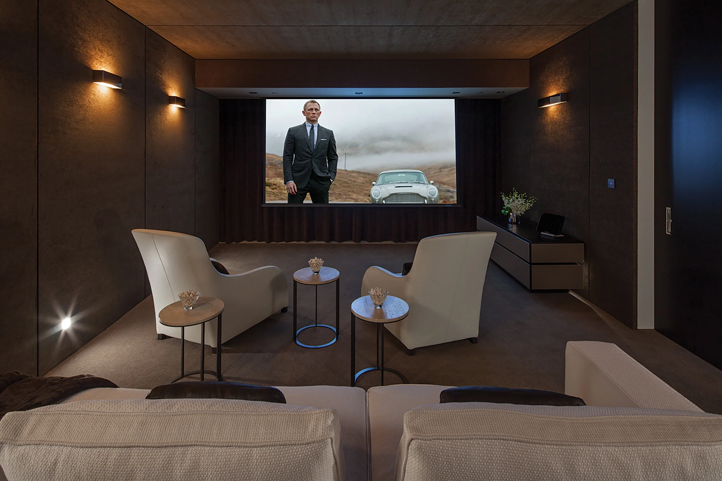 luxury home theater designs at our modern resort style custom homes | whipple russell architects