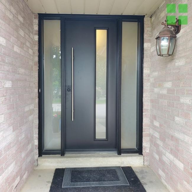 Modern Black Door with Sidelights Installation☑️ VR Windows and Doors