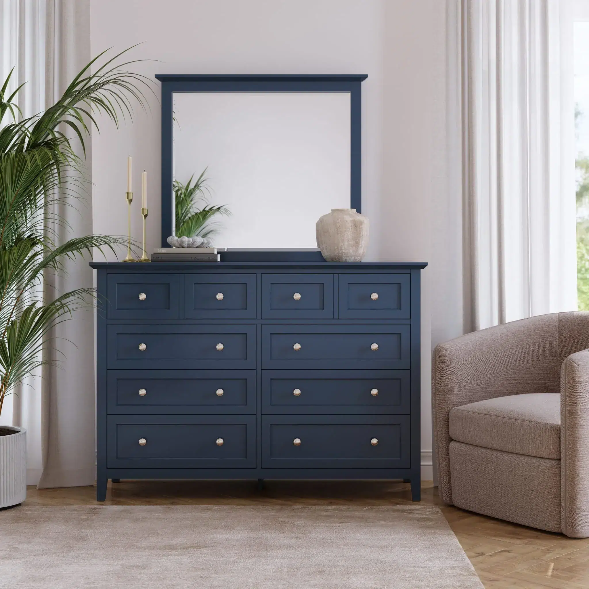 Modus Furniture Grace Eight Drawer Dresser in Blueberry (2024)
