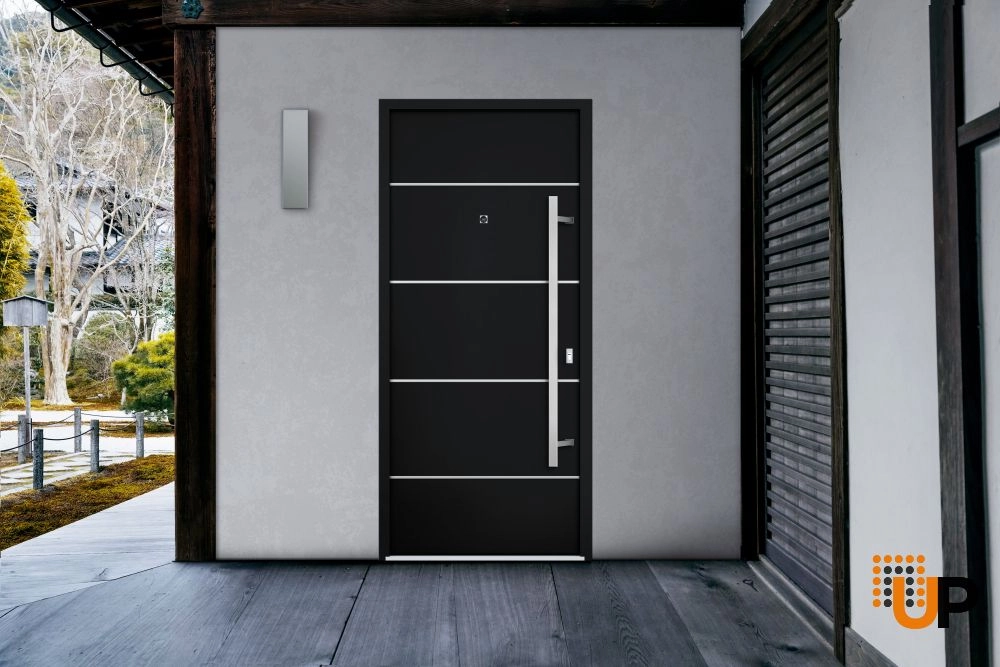 Single swing metal-aluminum modern exterior door | Deux 6083 Black | 36 x 80