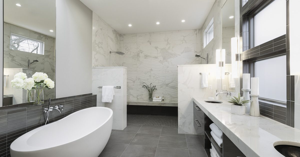 Sleek and Inviting Modern Luxury Master Bath | Six Walls Interior Residential Design Studio