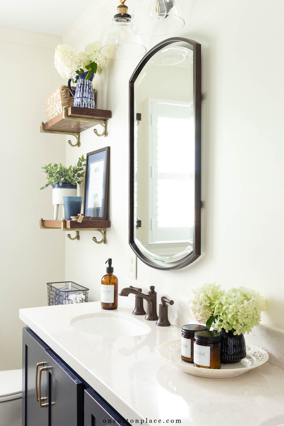 Small Bathroom Remodel: Navy & Neutral Reveal + Cost - On Sutton Place