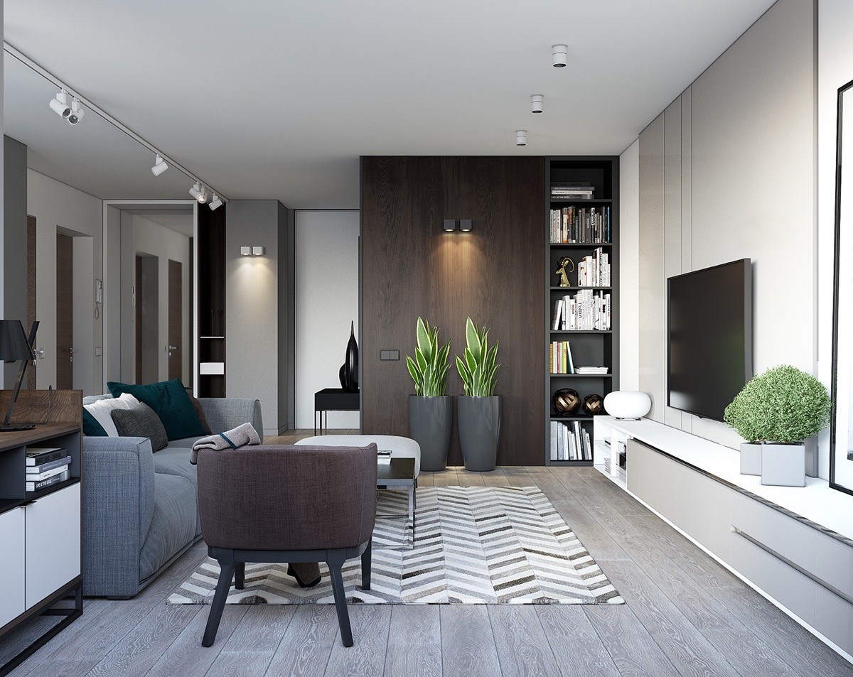 Spacious-Looking, One Bedroom Apartment With Dark Wood Accents