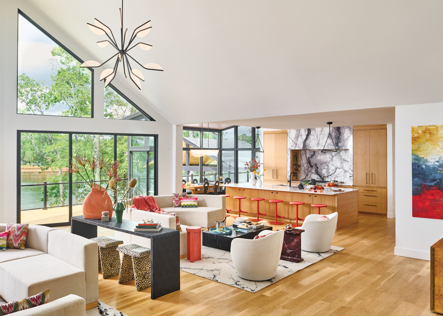 Taking A Bold, Playful Approach In A Modern Georgia Lake House | LUXE Interiors + Design