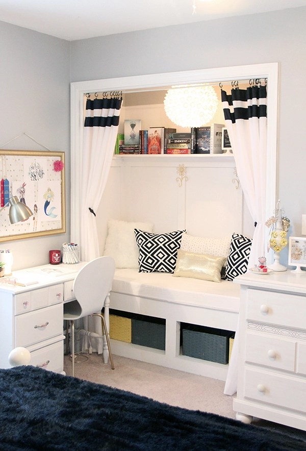 Teen Girl's Room & Closet Reading Nook {Updated!} – Less Than Perfect Life of Bliss
