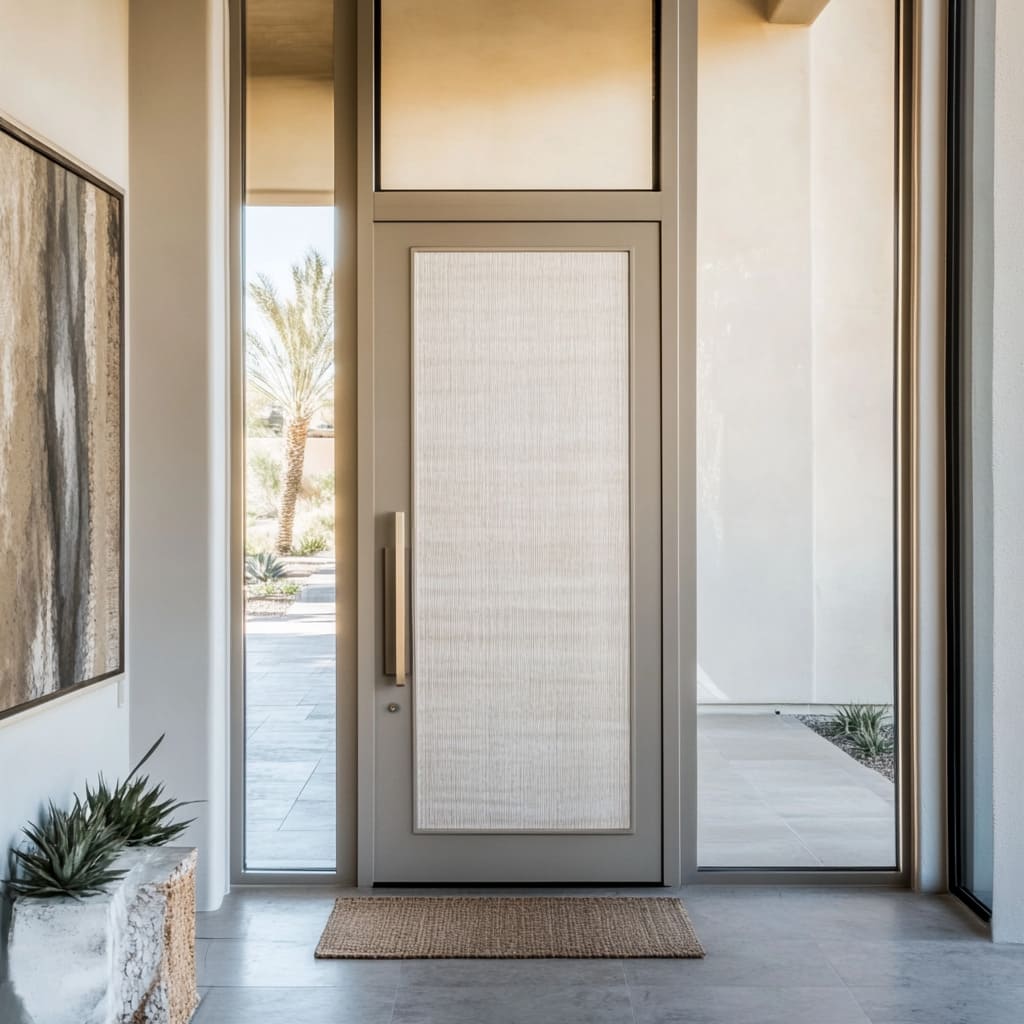 Textured Modern Front Door Ideas: Reeded & Frosted Glass