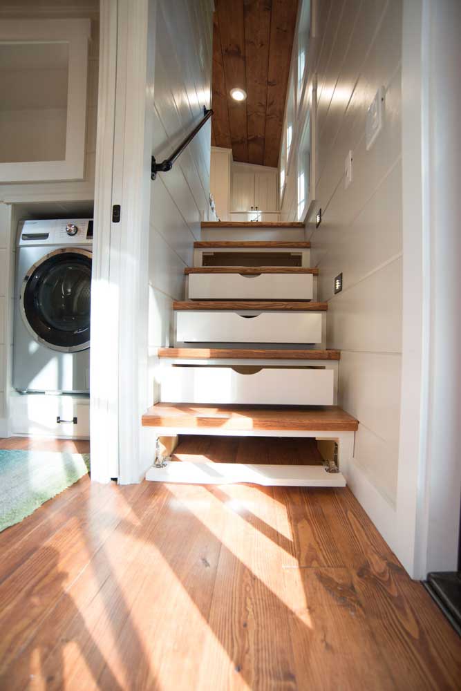 Tiny house storage stairs | Timbercraft Tiny Homes