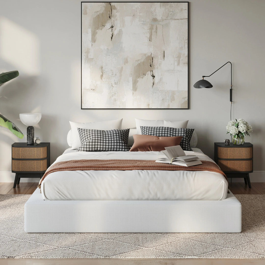 Ultra Bed Frame L White, All-Cushioned | SoftFrame Full / 8' - 9' / Cloud Bed Frame / Platform Bed Frame / Marshmallow Bed / Soft Bed Frame