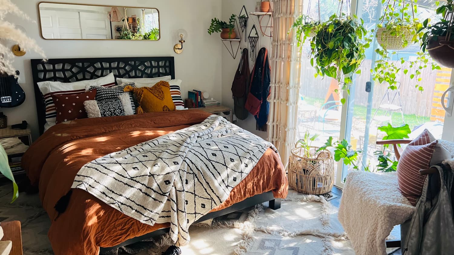 $60 Headboard Upcycle in Boho Bedroom - Before and After Photos | Apartment Therapy
