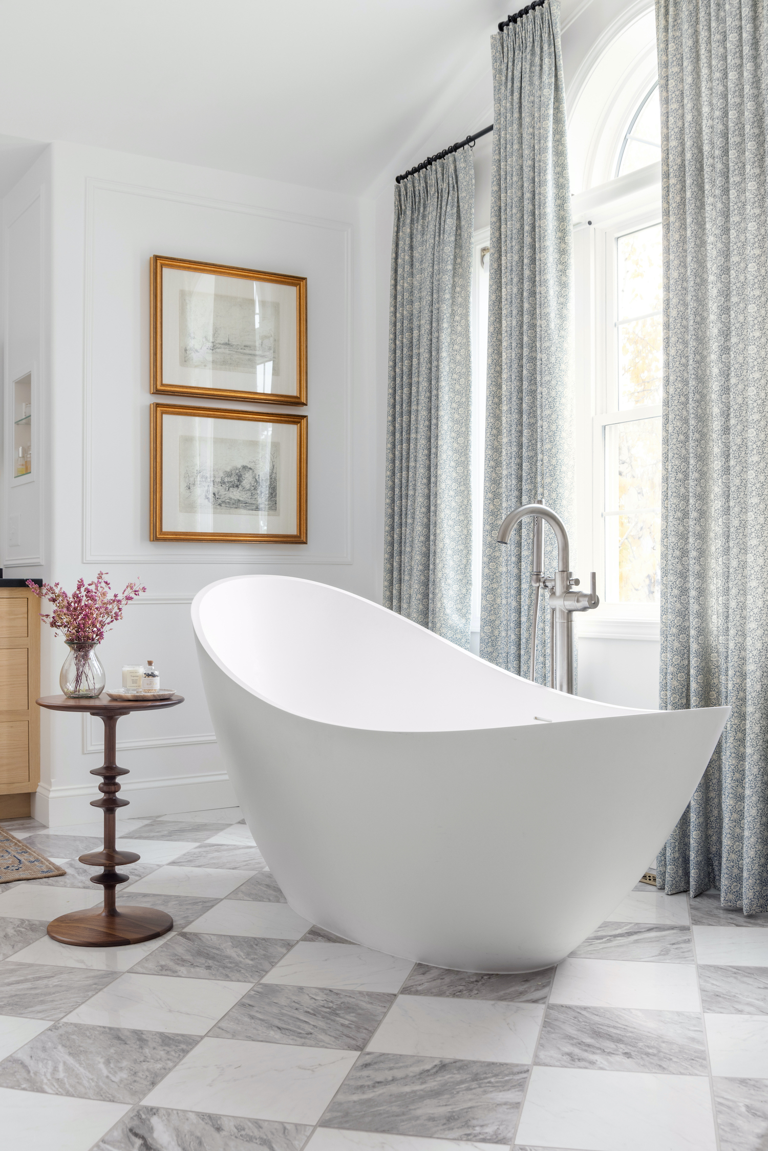 A Custom Porcelain Checkerboard Floor Stuns in This Modern Classic Bath · Haven