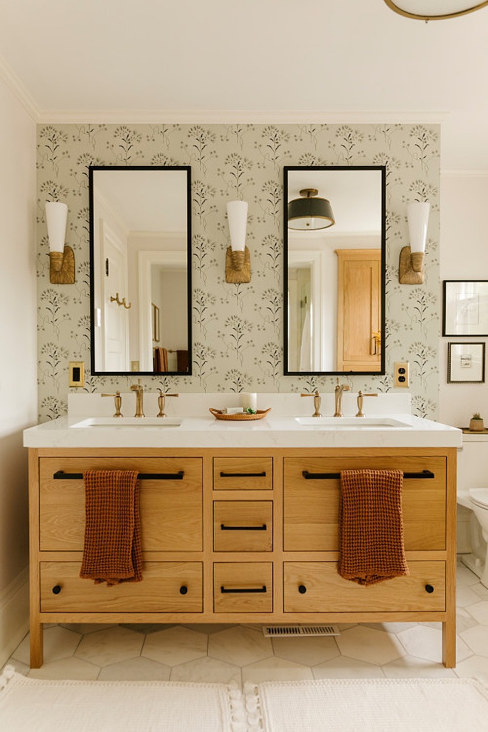 A Special Transitional Bathroom in Beautiful Neutral Tones