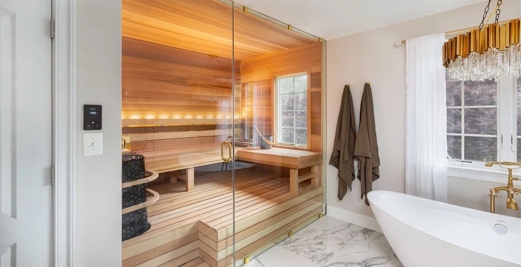 An Elegant Master Bathroom Sauna Retreat – LBI Hot Spring Spas