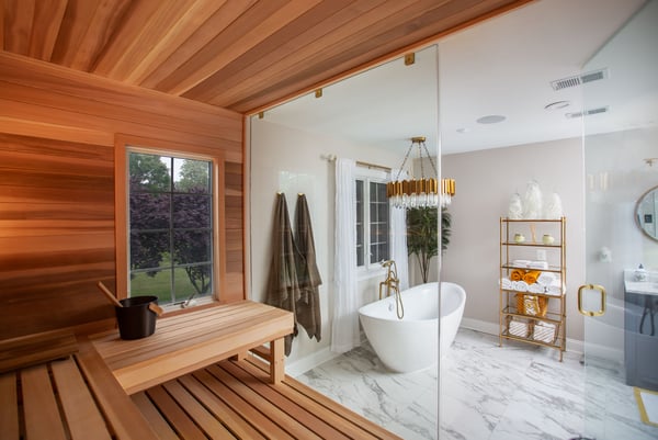 An Elegant Master Bathroom Sauna Retreat – LBI Hot Spring Spas