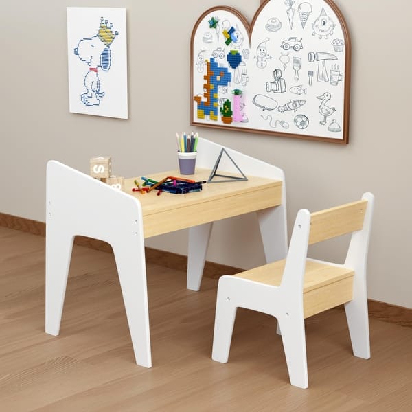 Baby Study Table Chair Set Kids Desk And Chair Set With Storage Wooden Toddler Study Table