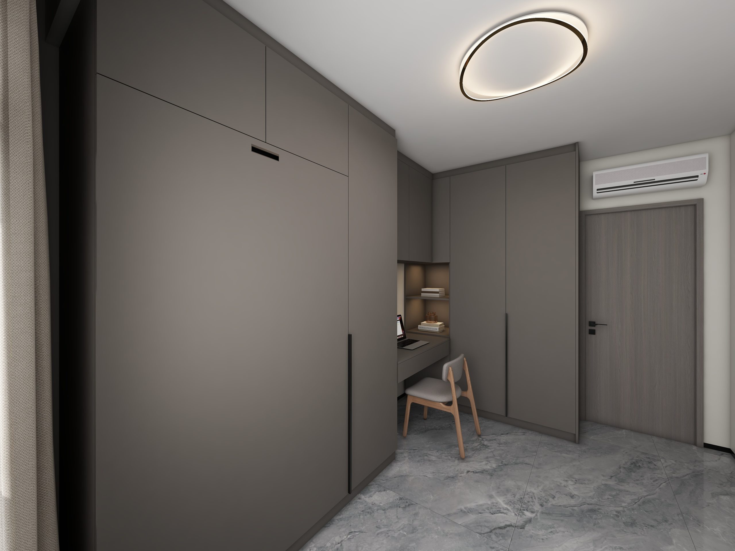 Bedroom 2 Space-Saving Bed with Casement Wardrobe and Study table | HDB Group Reno