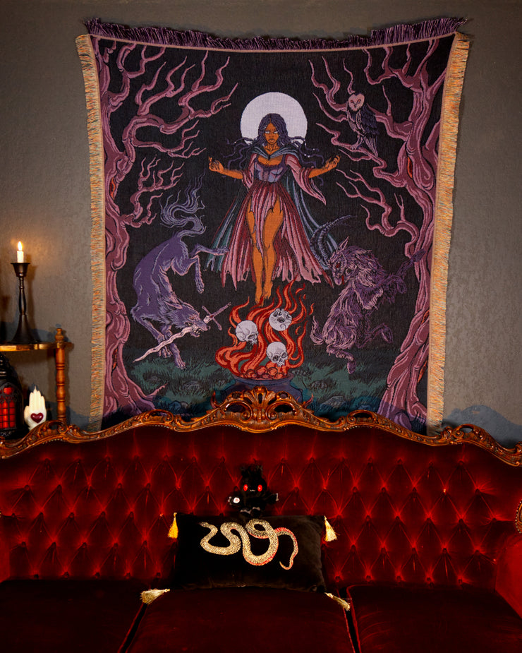 Bedroom Tapestry Witch Moon Witch Woven Blanket Gothic Art Blanket Witchcraft Wall
