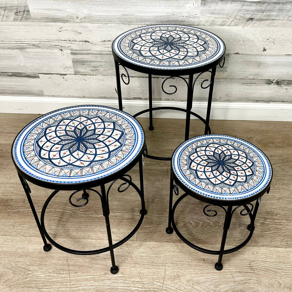 black plant stand indoor Plant Stand – Black Metal with Enamel Design – 14-inches