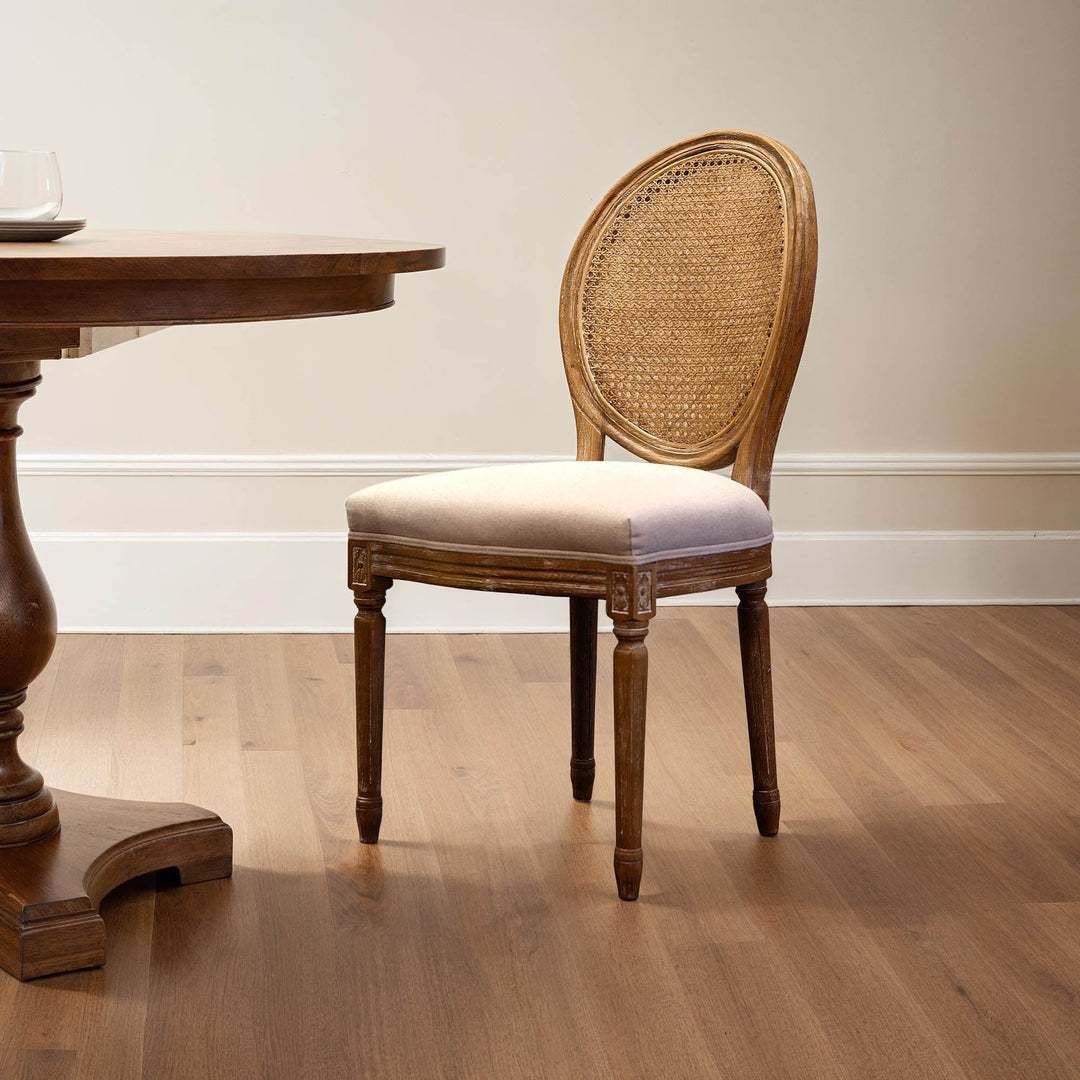 Cane Linen Chair Cover Napoleon Dining Chair W/ Cane Back Antique Linen – LH Home