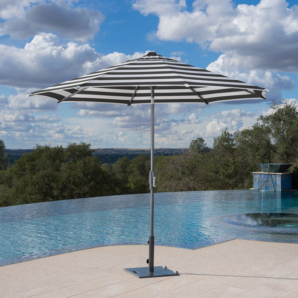 Canopy Patio Umbrella Blissun 9' Outdoor Patio Umbrella, Striped Patio Umbrella, Outdoor Table Umbrella, Market Umbrella
