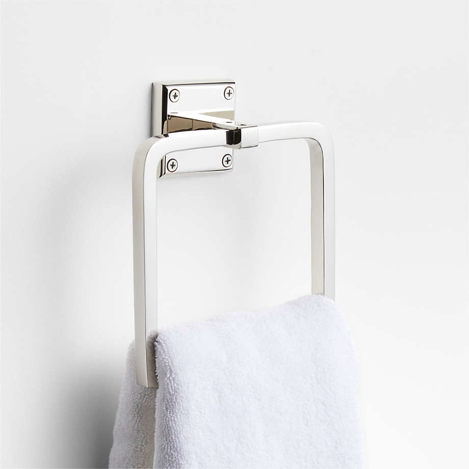 Chrome Small Towel Stand Square Edge Polished Chrome Bathroom Hand Towel Ring Crate Barrel