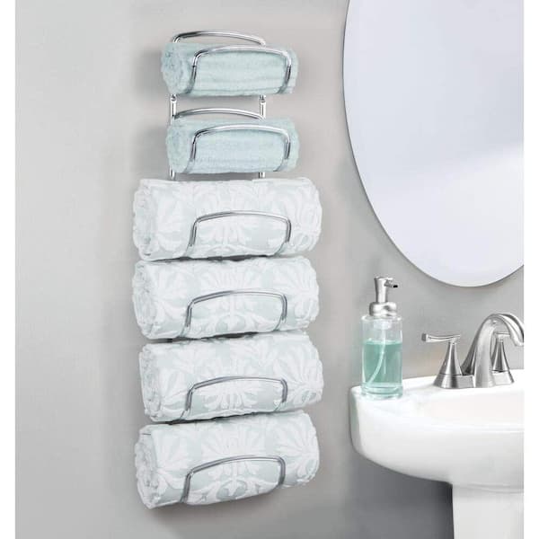 Chrome Towel Holder Storage Bathroom Foldable Towel Rack Bar No Drill Bathroom Storage Shelf
