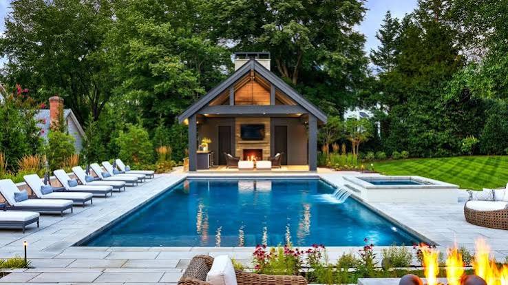 Contemporary Resort-Style Pool and Poolhouse in Virginia | HGTV