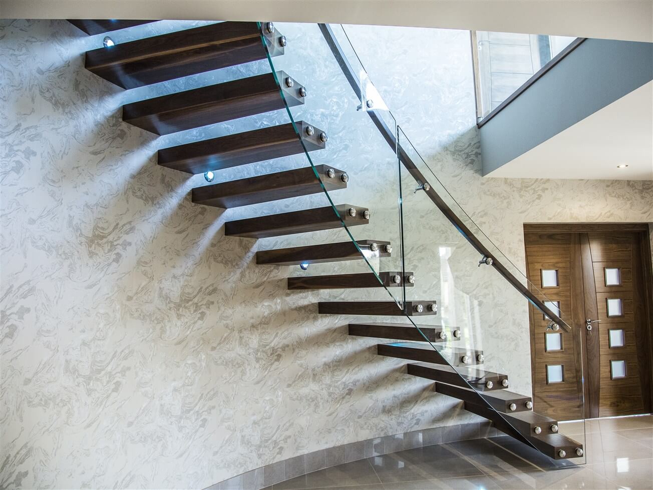 Curved Walnut & Steel Staircase | Co. Offaly