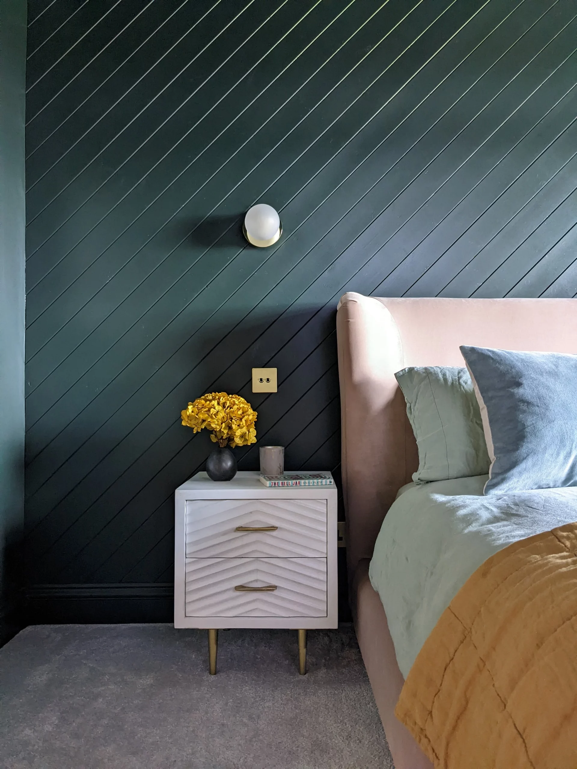 Dark Green Panelled Bedroom - Final Reveal