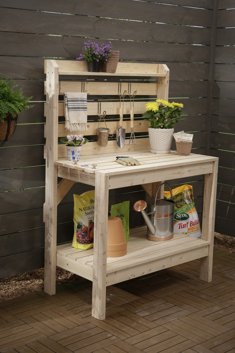 Diy Potting Station Potting Table With Shelves Planting Table Plans Diy Garden Workbench Rustic DIY Potting