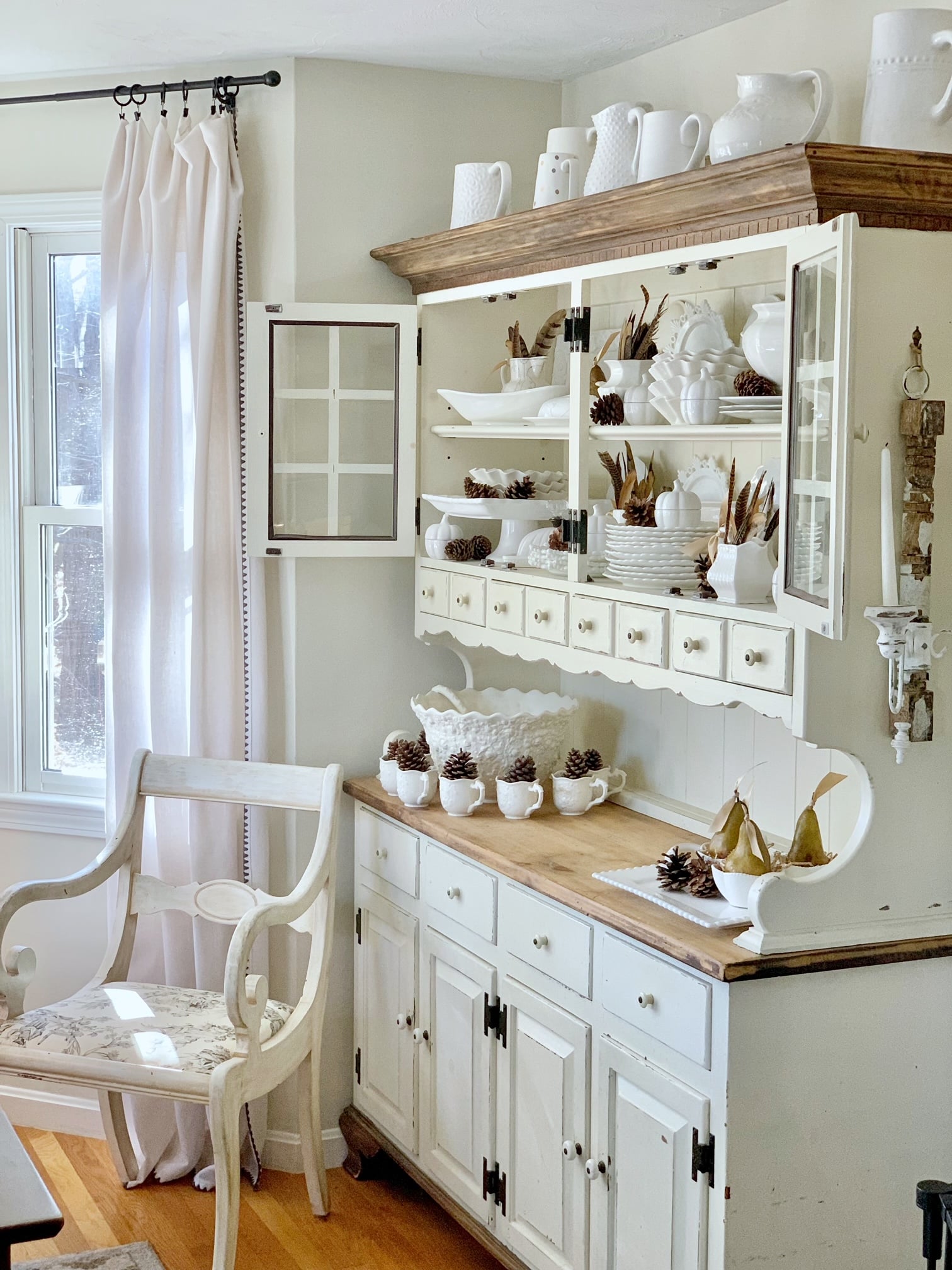 Fall Dining Room Decorating Ideas: How to Style a Hutch for Autumn - Celebrated Nest
