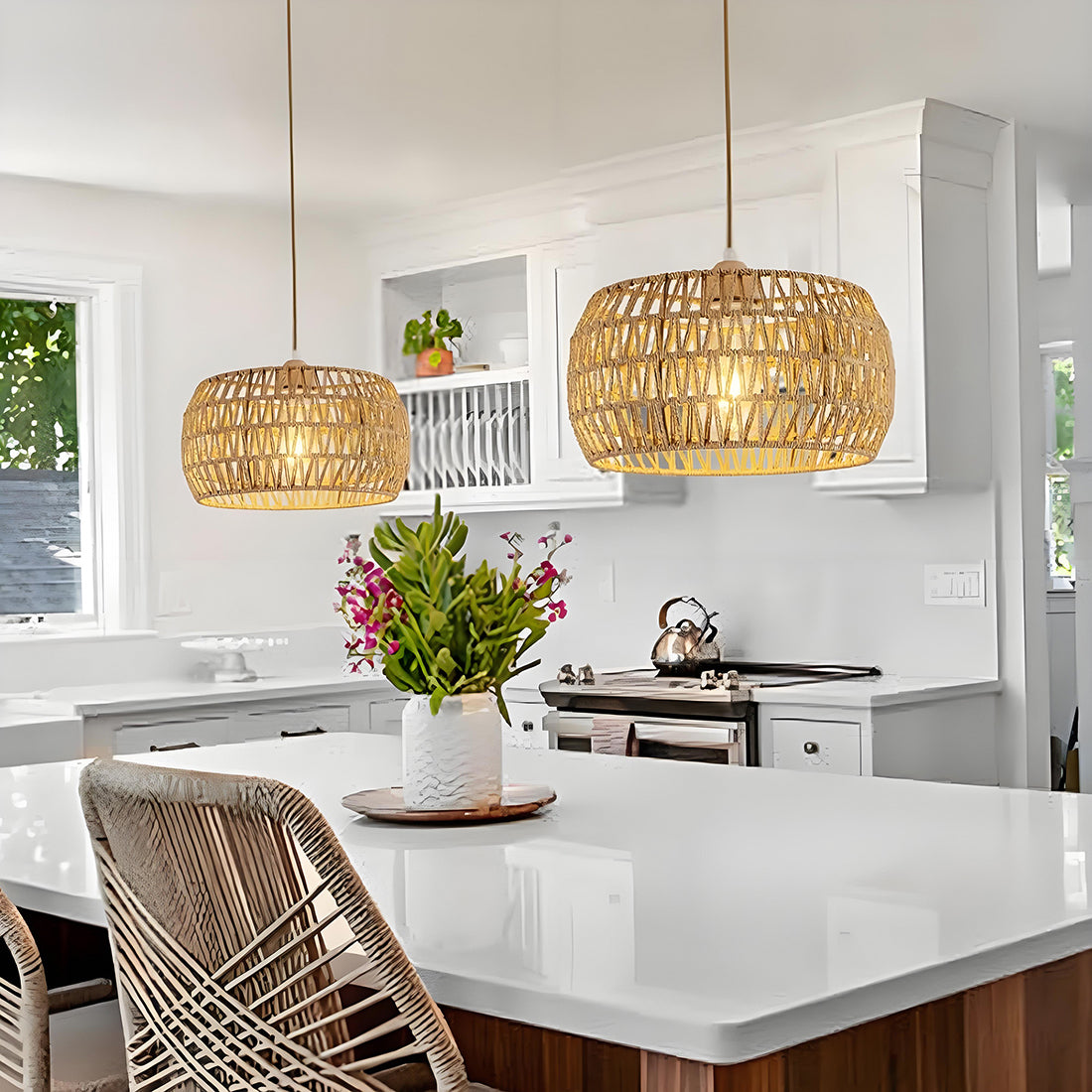 Farmhouse Basket Weave Chandelier