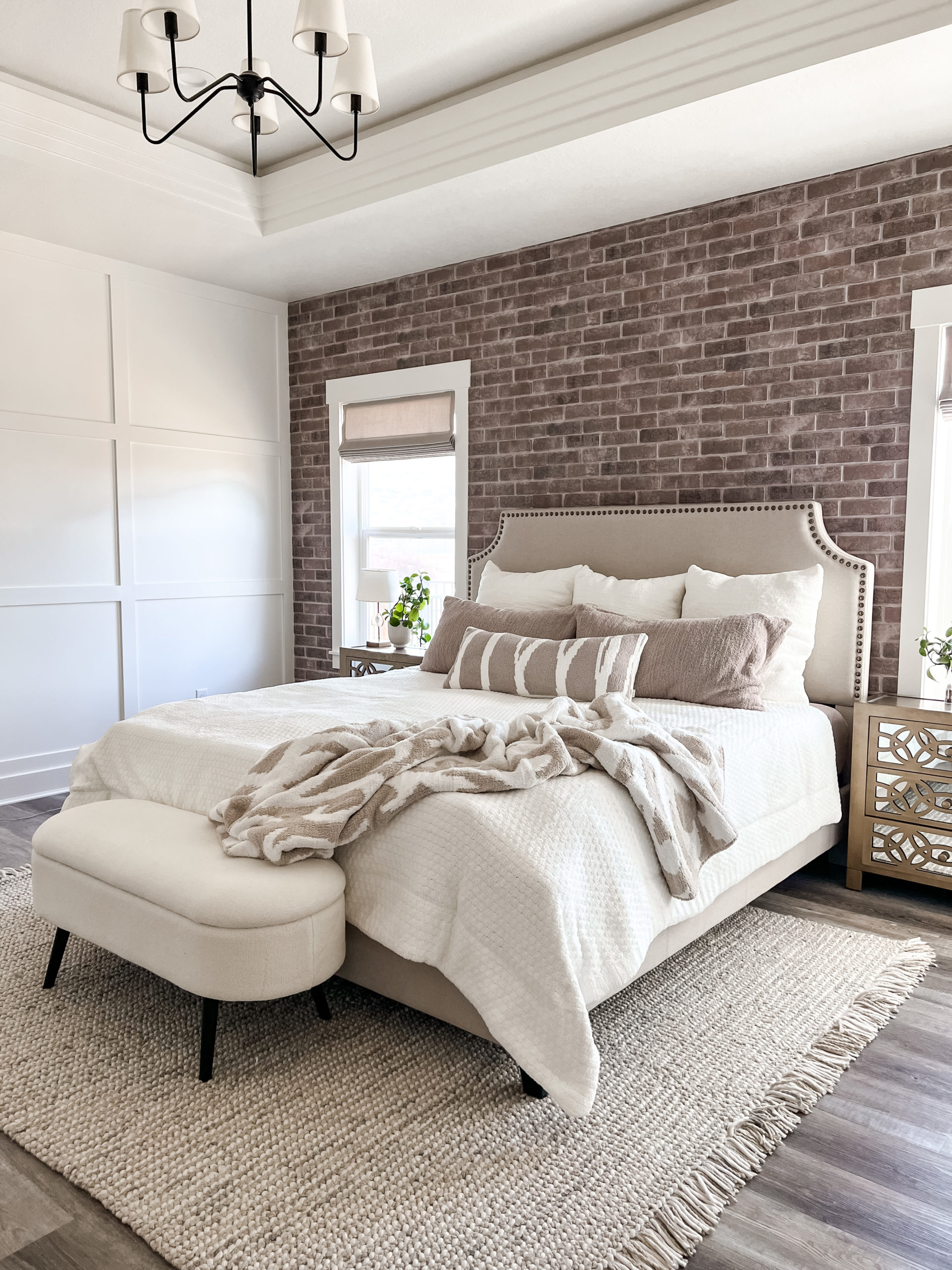 Faux Brick Wall Bedroom Makeover -