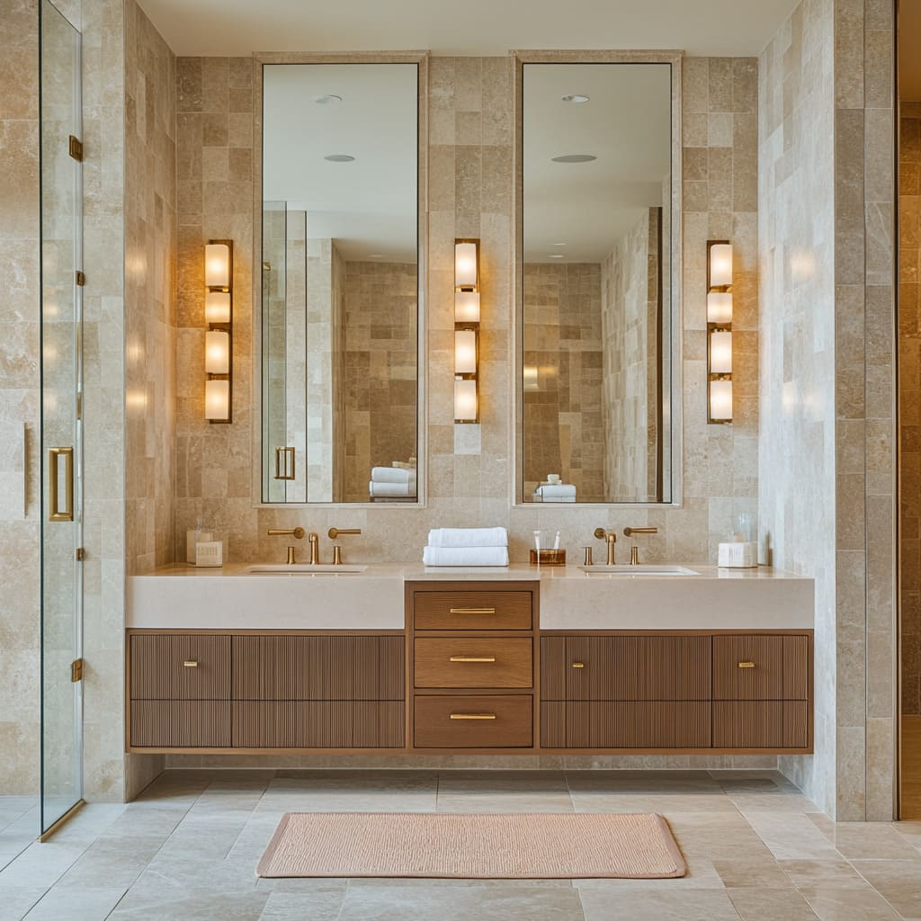 Fresh Brown Bathroom Design Ideas with Trendy Color Combs