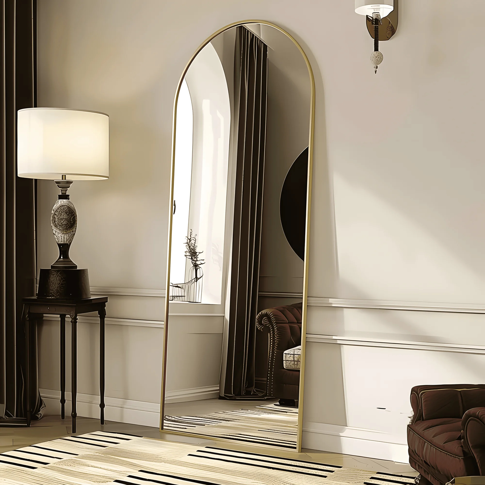 Full Length Mirror Standing/Wall Mirror Large Black Hallway Mirror Metal Frame | eBay UK