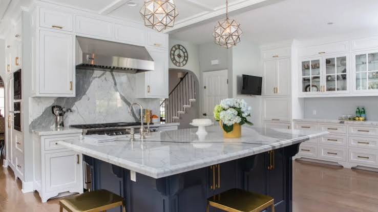 Gorgeous Contemporary Kitchen With Gold Pendants, Blue Island | HGTV