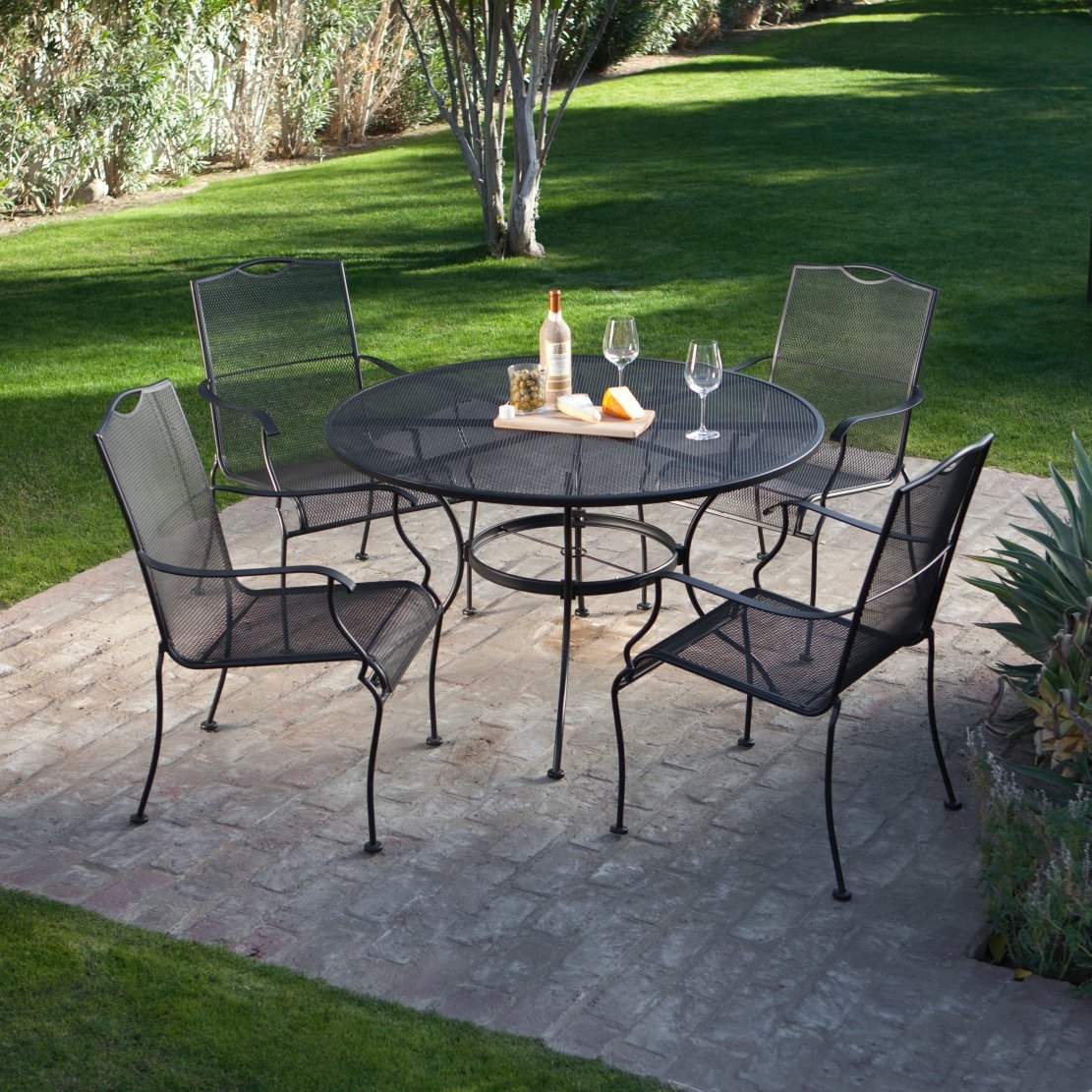 Iron Patio Table Wrought Iron Chairs Dining Room 5-Piece Wrought Iron Patio Furniture Dining Set Seats