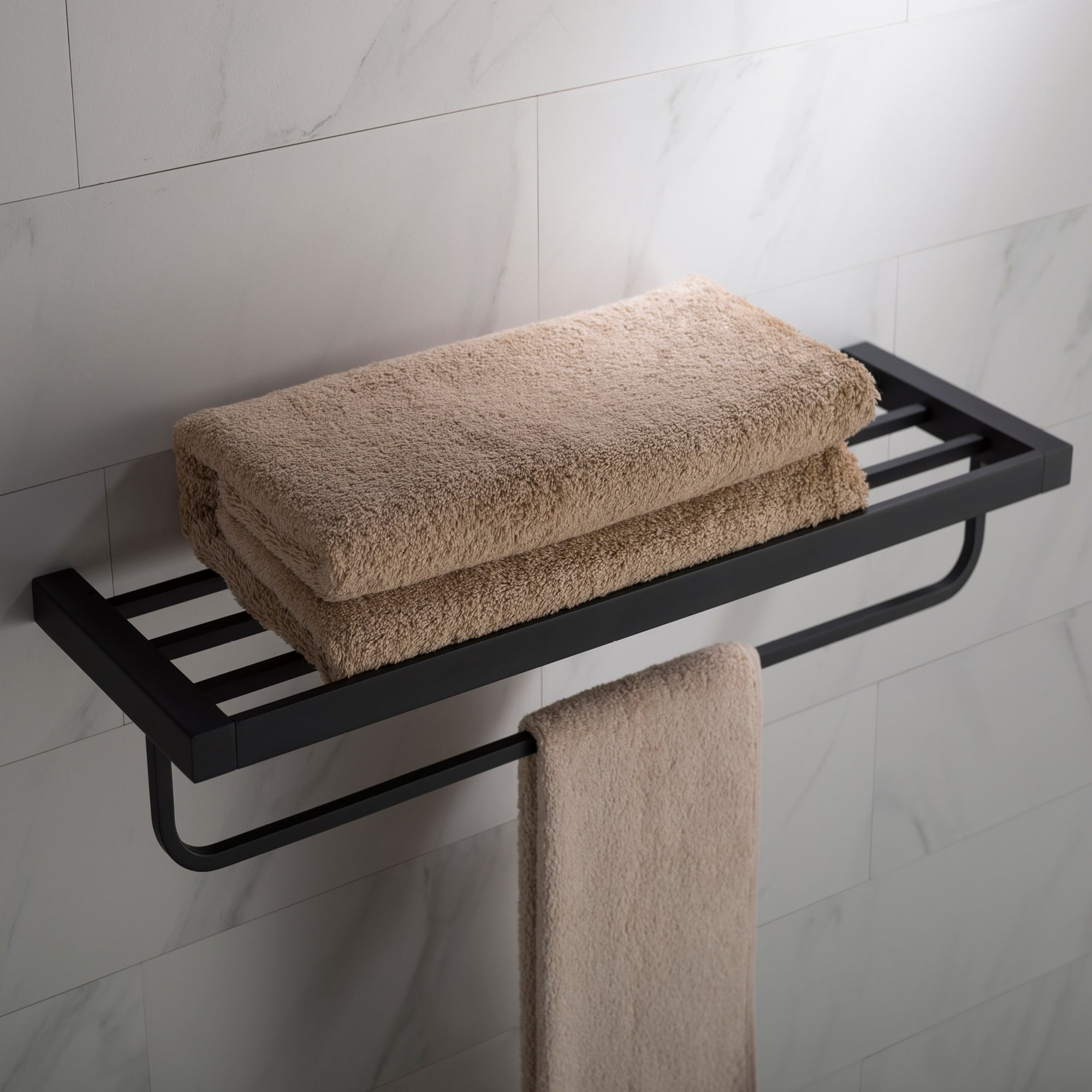 Kraus Towel Bathroom Towel Bars Brushed Nickel KRAUS Stelios Bathroom Shelf With Towel Bar