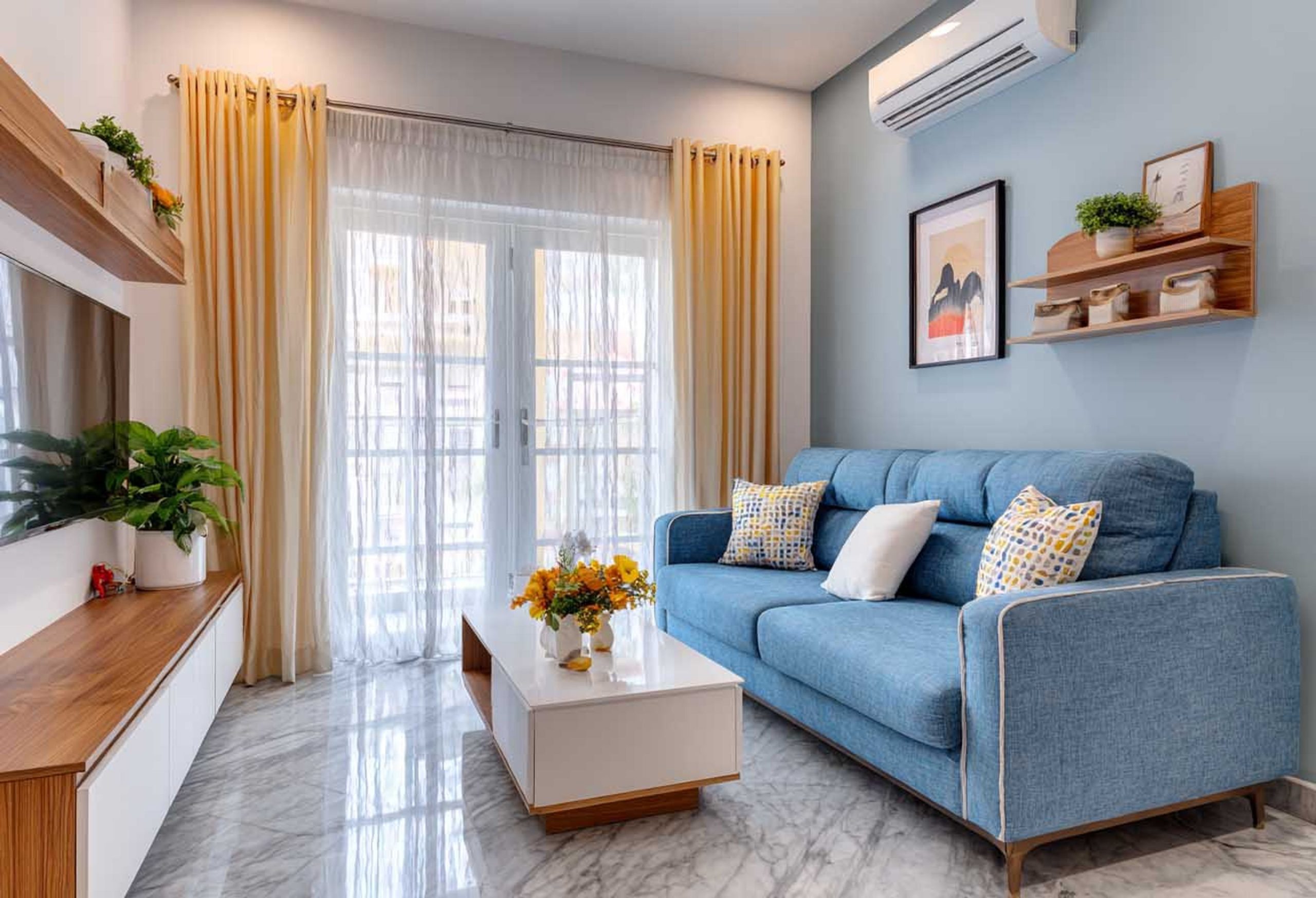 Light Blue Wall Paint Design for Minimal Bedrooms and Living Rooms | Livspace