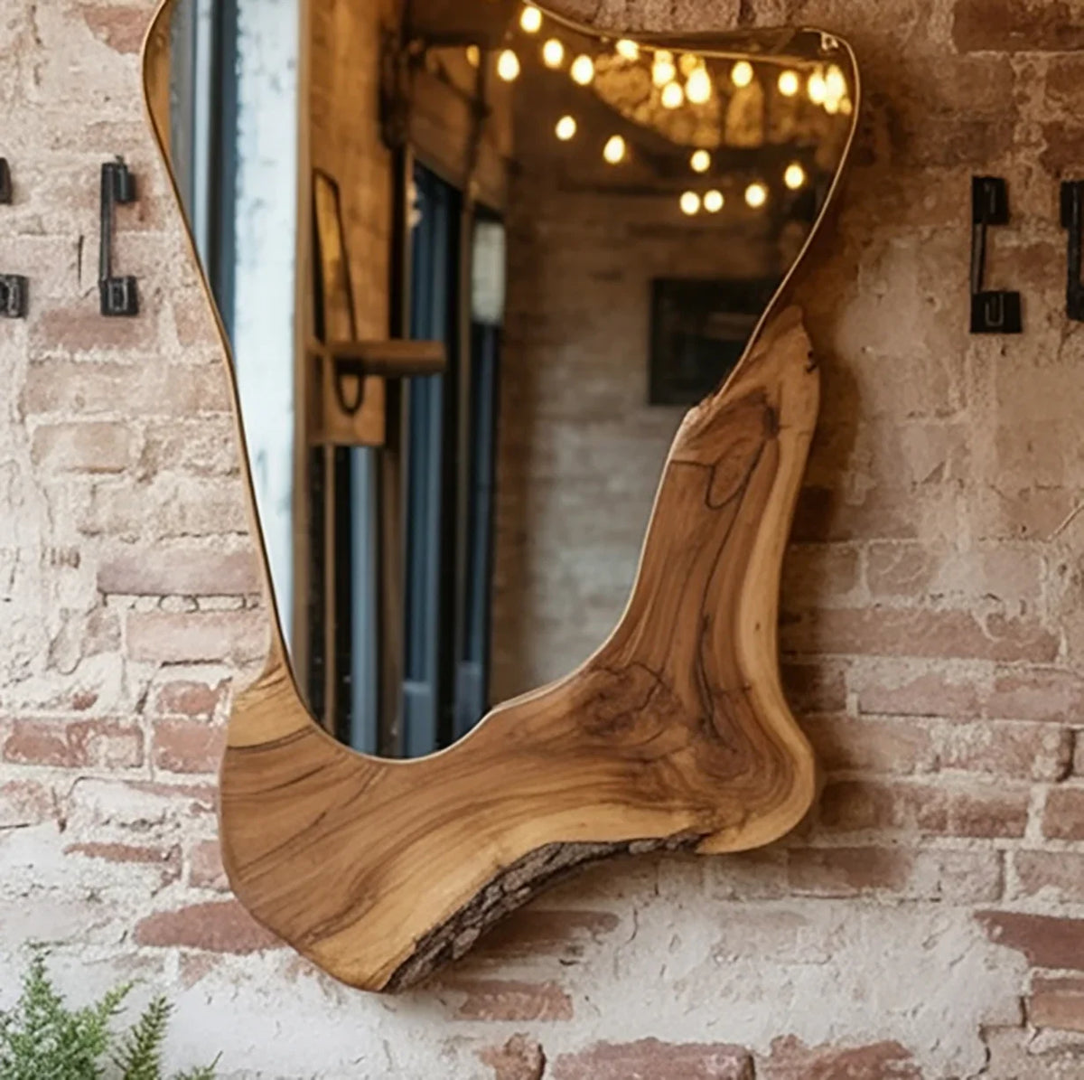 Live Edge Wood Mirror Frame Handmade Modern Wall Decor Bathroom