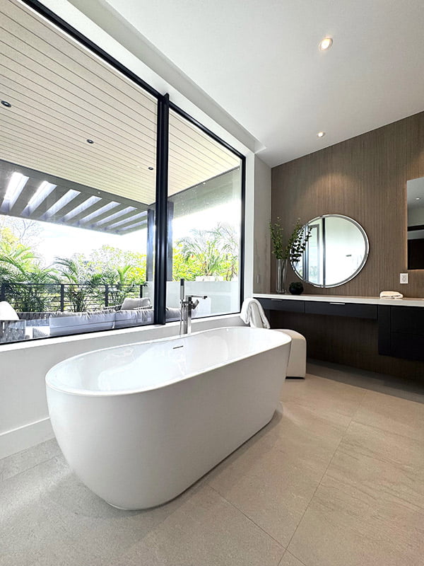 Master Bathroom Design in Coconut Grove: Luxury Porcelain Tile and Contemporary Spa Design - Italgres