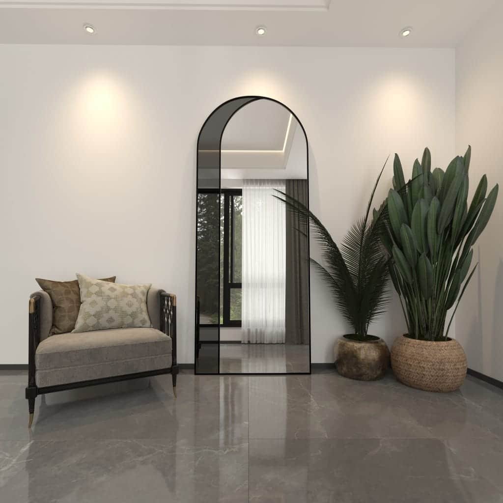 Modern Arched Floor Mirror for Living Room, Vanity Leaner Mirror - Merit Home