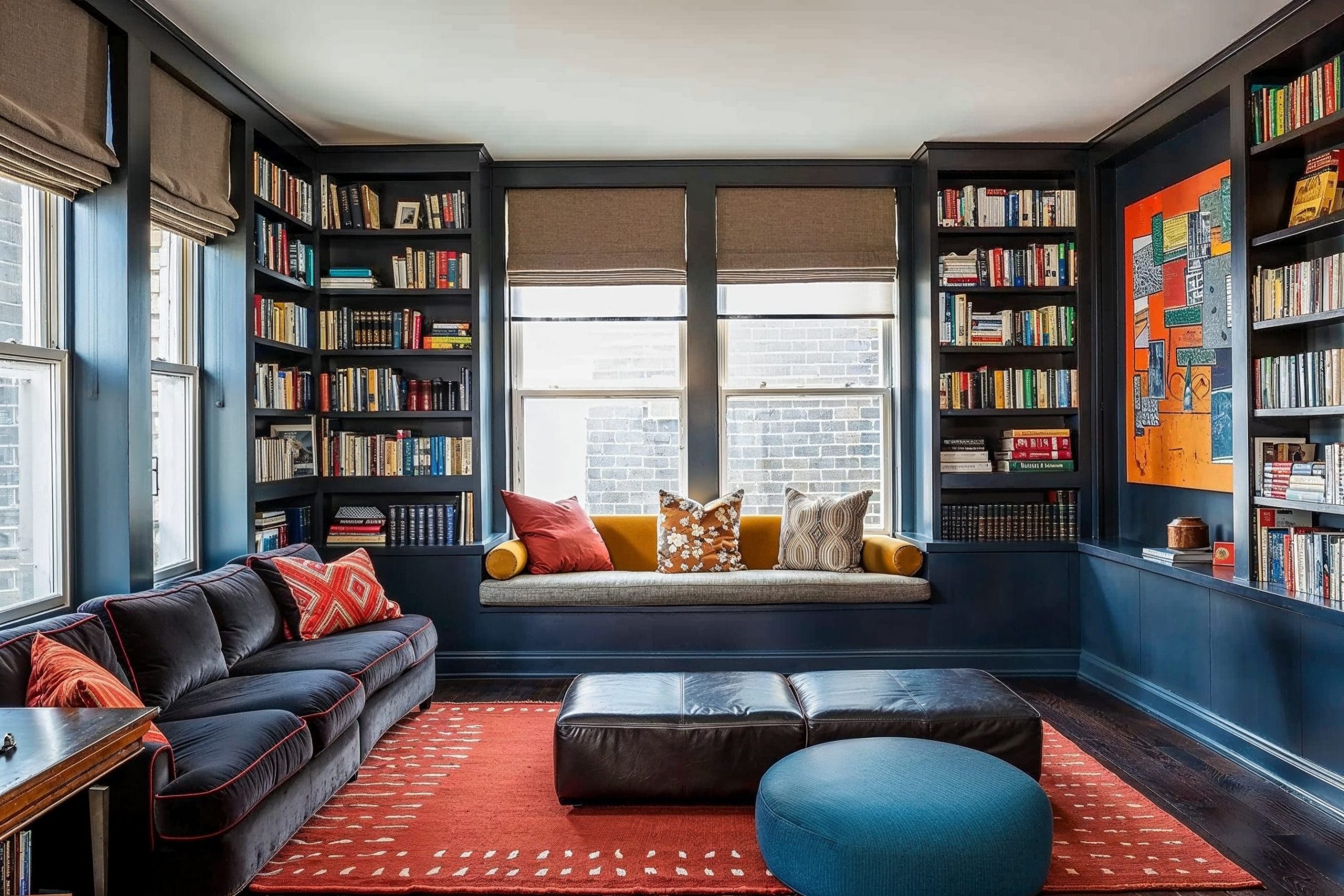 Modern Home Library Ideas Small Library Chairs Before After: Moody Online Library Interior Design Decorilla